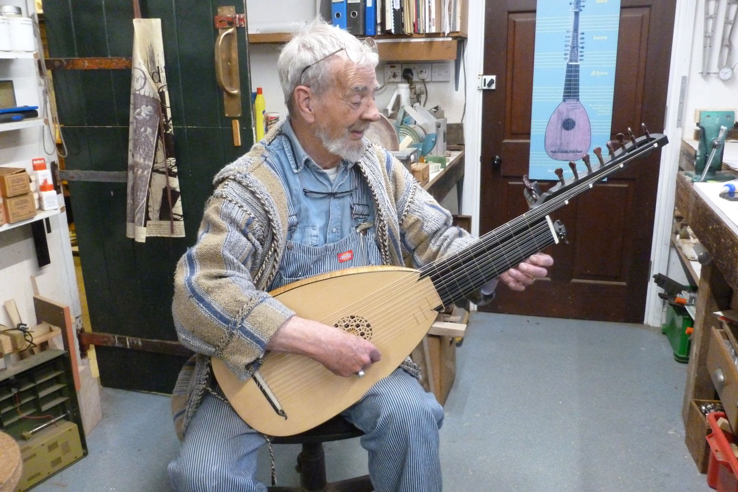 Derek playing the finished 12 course lute
